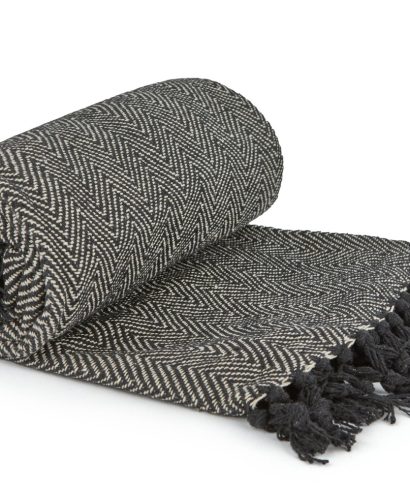 Hartley Recycled Cotton Throw in Black
