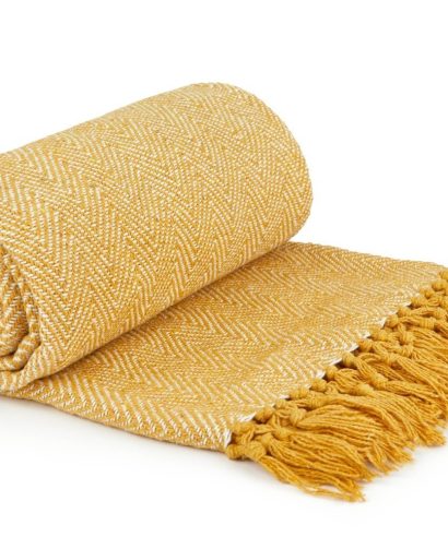 Hartley Recycled Cotton Throw in Ochre