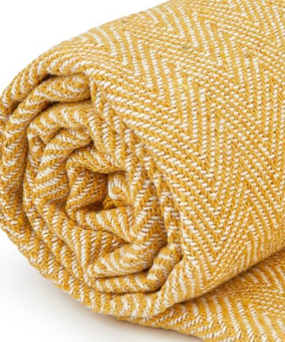Hartley Recycled Cotton Throw in Ochre