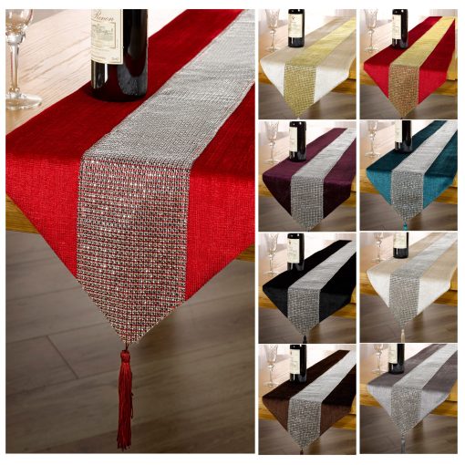 Bastille Collection - Diamante Table Runner in Red/Gold - Image 2