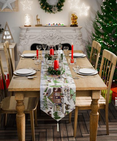 Christmas Tapestry - Winter Scene Table Runner