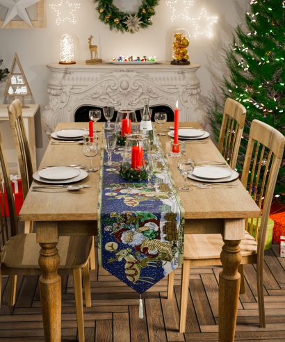 Christmas Tapestry - Santa Table Runner