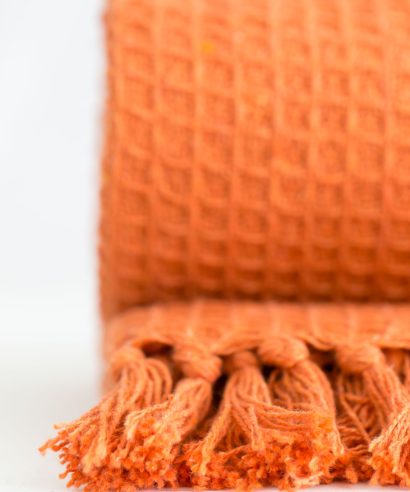 Alternative view of Waffle Recycled Cotton Throw in Orange