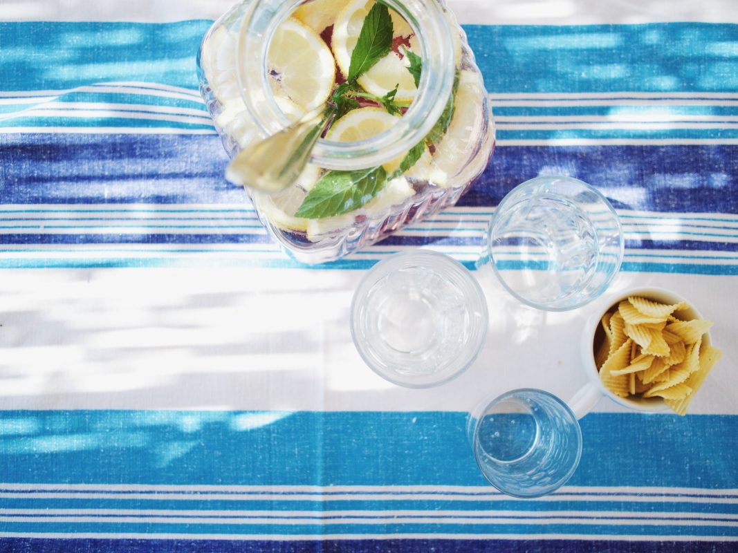 Cocktails on Tablecloth