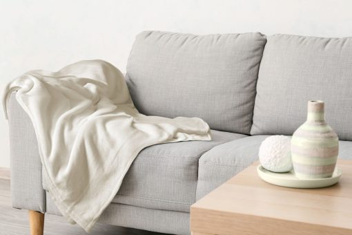 Plush Flannel Fleece Blanket – Super Soft Throw in Cream - Image 5