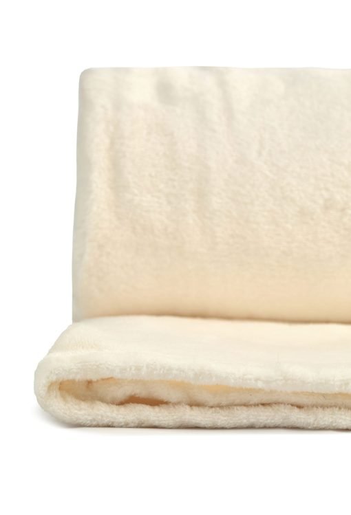 Plush Flannel Fleece Blanket – Super Soft Throw in Cream - Image 4