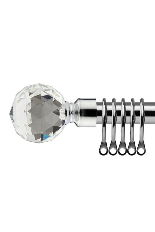 Cristalla - Extendable Curtain Pole in Chrome (With rings)