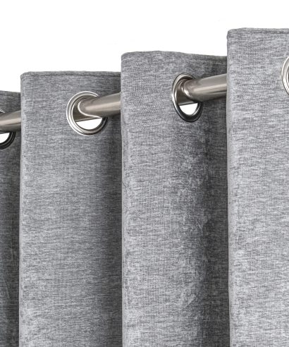 Alternative view of Foxglove Collection - Ultra Blackout & Thermal Chenille Eyelet Curtains in Charcoal