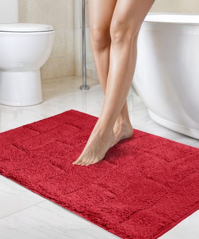 Ripple Collection - Pure Cotton Jacquard 2pc Bathset in Red