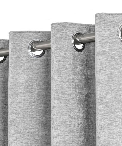 Alternative view of Foxglove Collection - Ultra Blackout & Thermal Chenille Eyelet Curtains in Grey