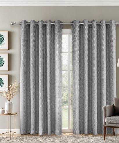 Amaranth Collection - Ultra Blackout Eyelet Curtains in Grey