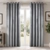 Verbena Collection - Velvet Blackout Eyelet Curtains in Silver
