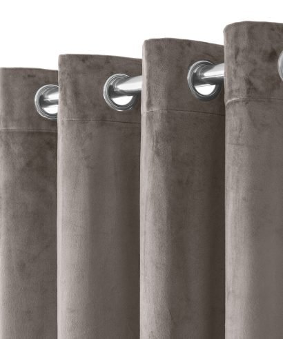 Alternative view of Verbena Collection - Velvet Blackout Eyelet Curtains in Stone