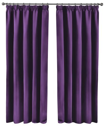 Essential Blackout Collection - Woven Blackout Pencil Pleat Curtains in Amethyst
