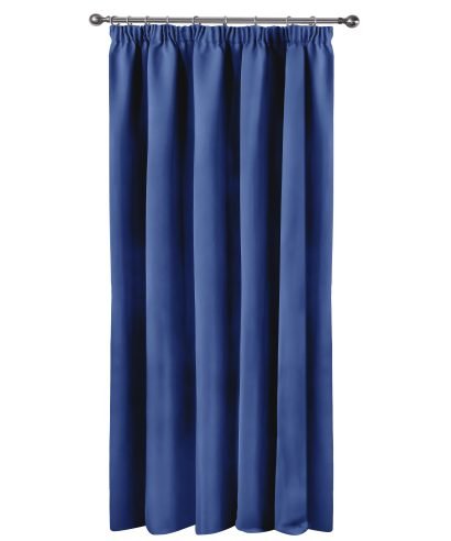 Essential Blackout Collection - Woven Thermal Blackout Pencil Pleat Door Curtain in Navy Blue