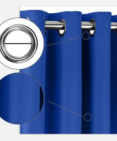 Alternative view of Essential Blackout Collection - Woven Blackout Eyelet Curtains in Blue