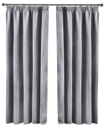 Essential Blackout Collection - Woven Blackout Pencil Pleat Curtains in Grey