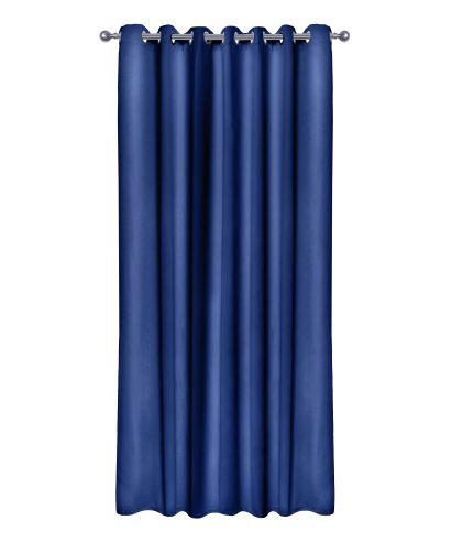 Essential Blackout Collection - Woven Thermal Blackout Eyelet Door Curtain in Navy Blue