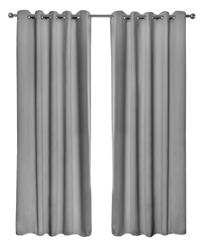 Essential Blackout Collection - Woven Blackout Eyelet Curtains in Grey