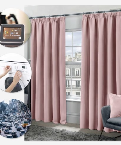 Alternative view of Essential Blackout Collection - Woven Thermal Blackout Pencil Pleat Curtains in Blush Pink