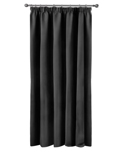 Essential Blackout Collection - Woven Thermal Blackout Pencil Pleat Door Curtain in Black