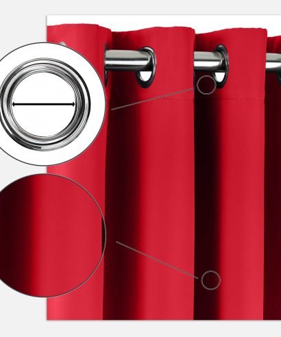 Alternative view of Essential Blackout Collection - Woven Blackout Eyelet Curtains in Red