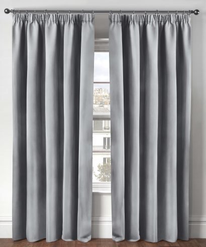 Alternative view of Essential Blackout Collection - Woven Blackout Pencil Pleat Curtains in Grey