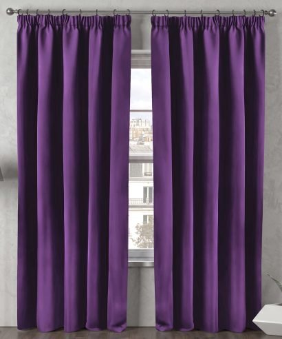 Alternative view of Essential Blackout Collection - Woven Blackout Pencil Pleat Curtains in Amethyst