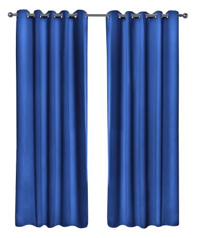 Essential Blackout Collection - Woven Blackout Eyelet Curtains in Blue