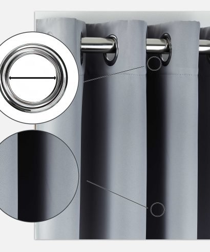 Alternative view of Essential Blackout Collection - Woven Blackout Eyelet Curtains in Grey