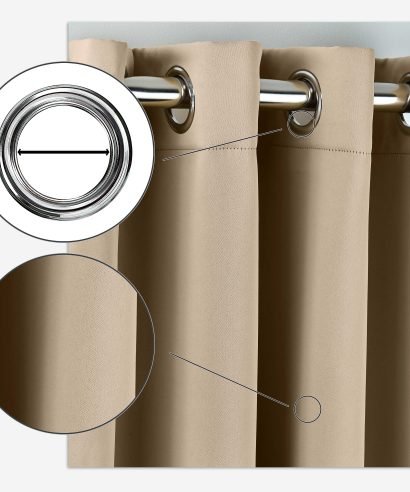 Alternative view of Essential Blackout Collection - Woven Thermal Blackout Eyelet Curtains in Latte