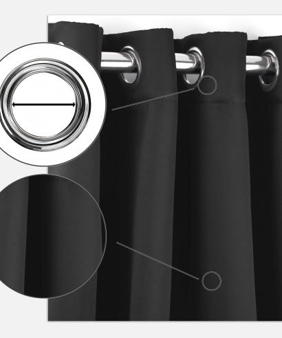 Alternative view of Essential Blackout Collection - Woven Blackout Eyelet Curtains in Black
