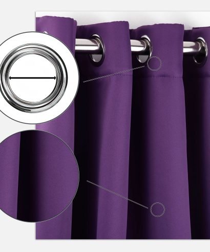 Alternative view of Essential Blackout Collection - Woven Blackout Eyelet Curtains in Amethyst
