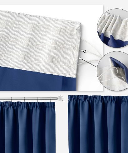 Alternative view of Essential Blackout Collection - Woven Thermal Blackout Pencil Pleat Curtains in Navy